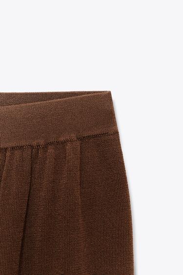 PANTALON BOUFFANT EN MAILLE - Chocolat de Zara - Image 5