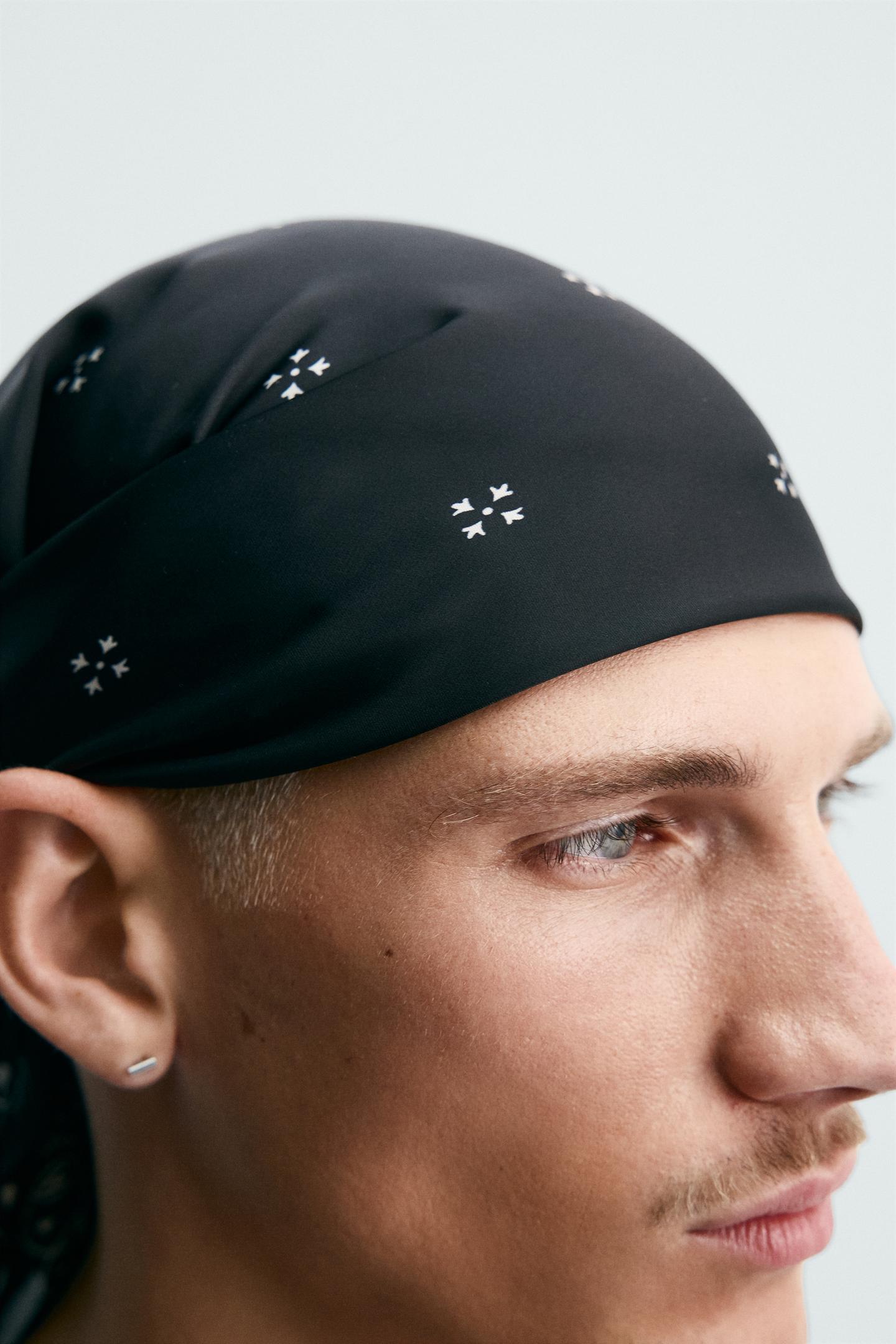 Мужские аксессуары Zara Geometric Print Satin Bandana, цвет: Чёрный — фото 3