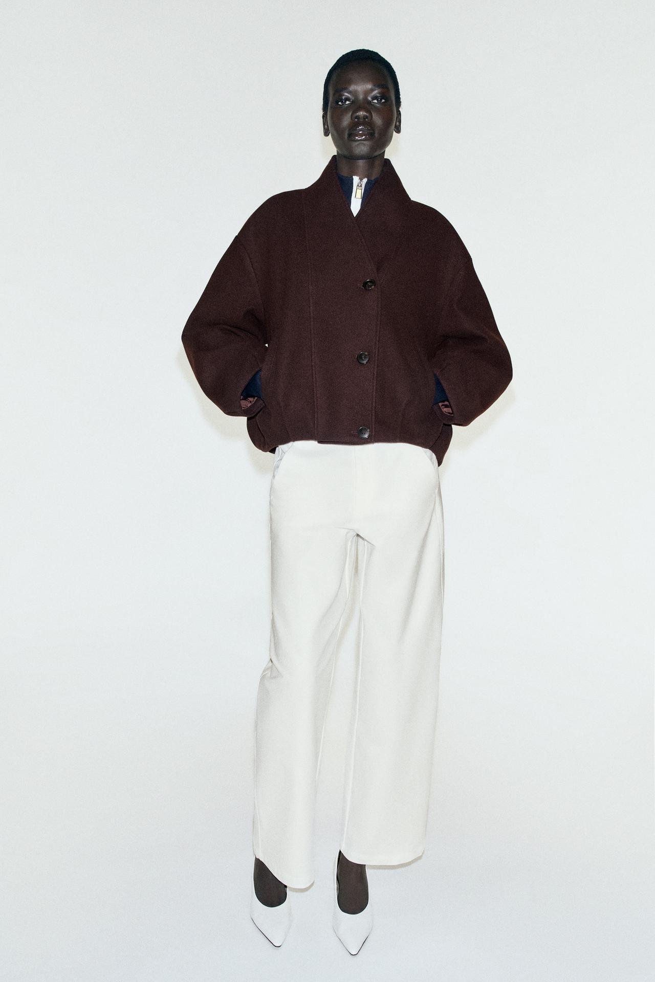 SOFT DOUBLE-BREASTED JACKET — Burgundy