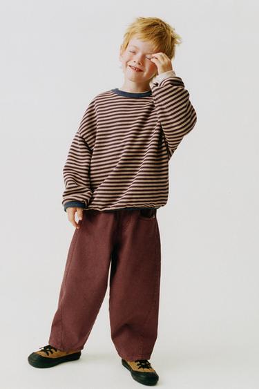 Zara 條紋印花運動衫 - 淺棕色