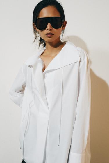Zara ZW COLLECTION OVERSIZED SHIRT - White
