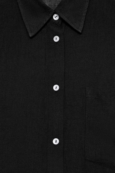 CHEMISE OVERSIZE GAZE POCHE - Noir de Zara - Image 6
