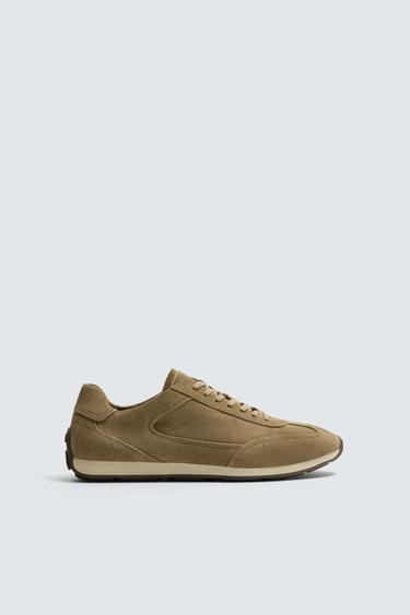 LEATHER TRAINERS - Sand Brown by Zara - Image 0