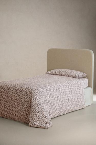 KIDS' FLORAL COTTON FITTED SHEET - Navy blue by Zara - Image 1