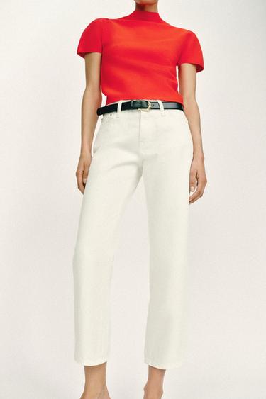 Z1975 CROPPED MID-RISE JEANS - White by Zara - Image 1