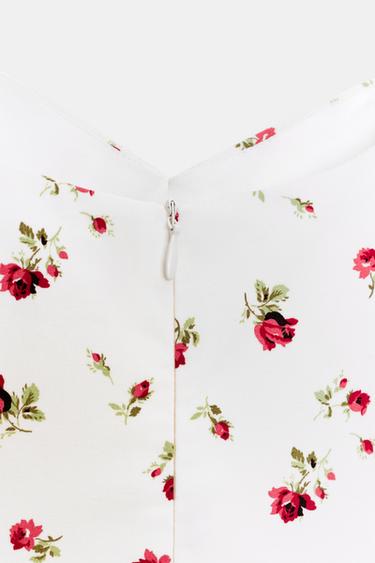 FLORAL PRINT VOLUME DRESS - Ecru / Red by Zara - Image 6
