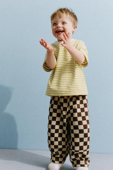 CHECKERBOARD BALLOON TROUSERS - Brown by Zara