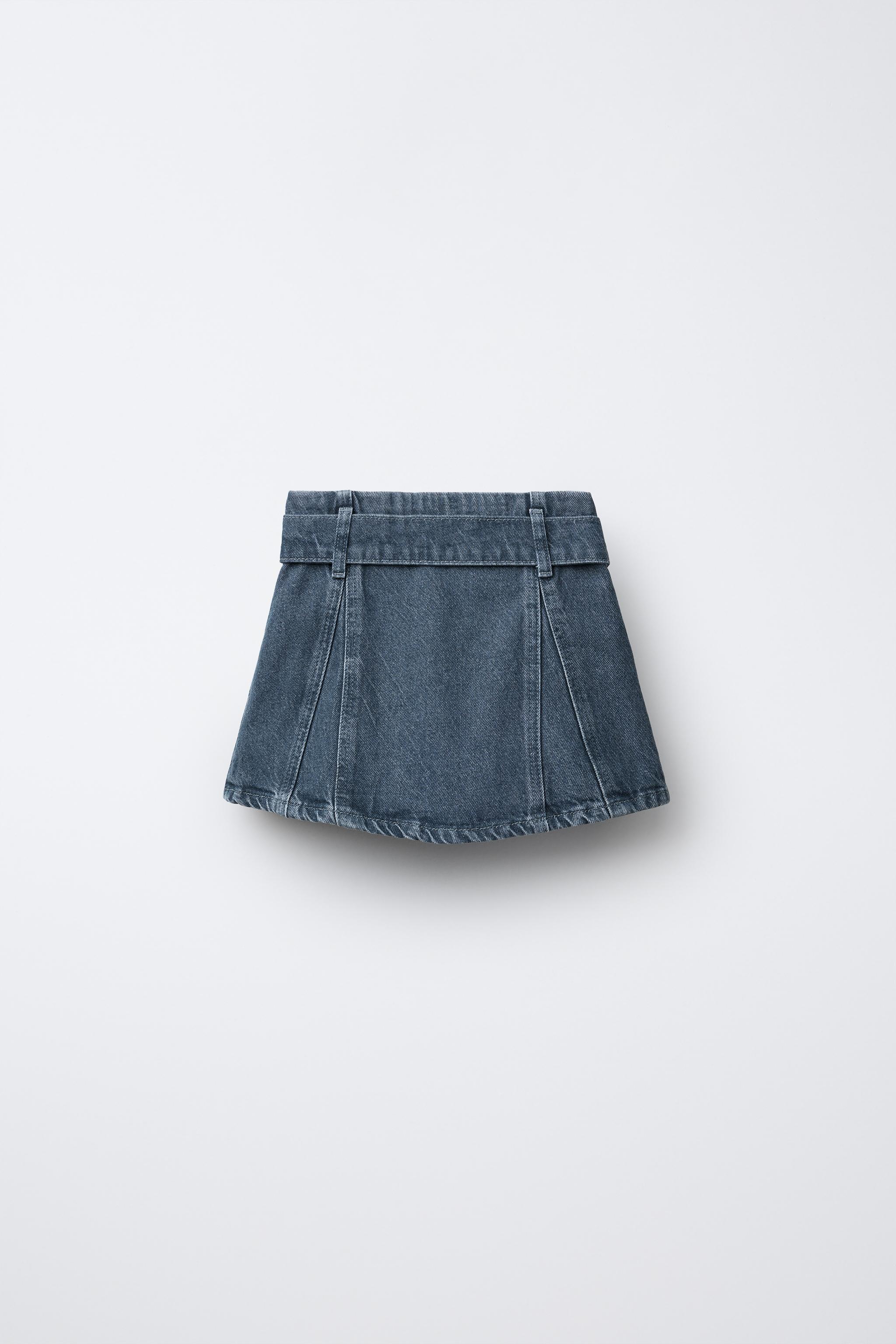 ベルト付きデニムスカート - ミディアムブルー | ZARA Japan / 日本
