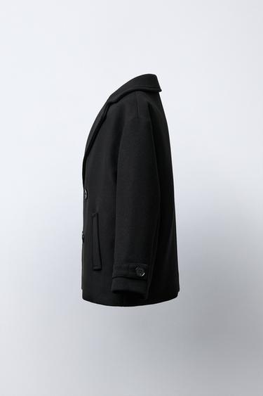 MANTEAU EN DRAP DE LAINE - Noir de Zara - Image 2