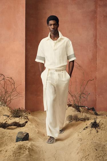 100% LINEN POLO SHIRT - Ecru by Zara