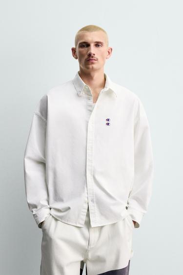 Zara CHAMPION® X ZARA PATCH OXFORD SHIRT - White