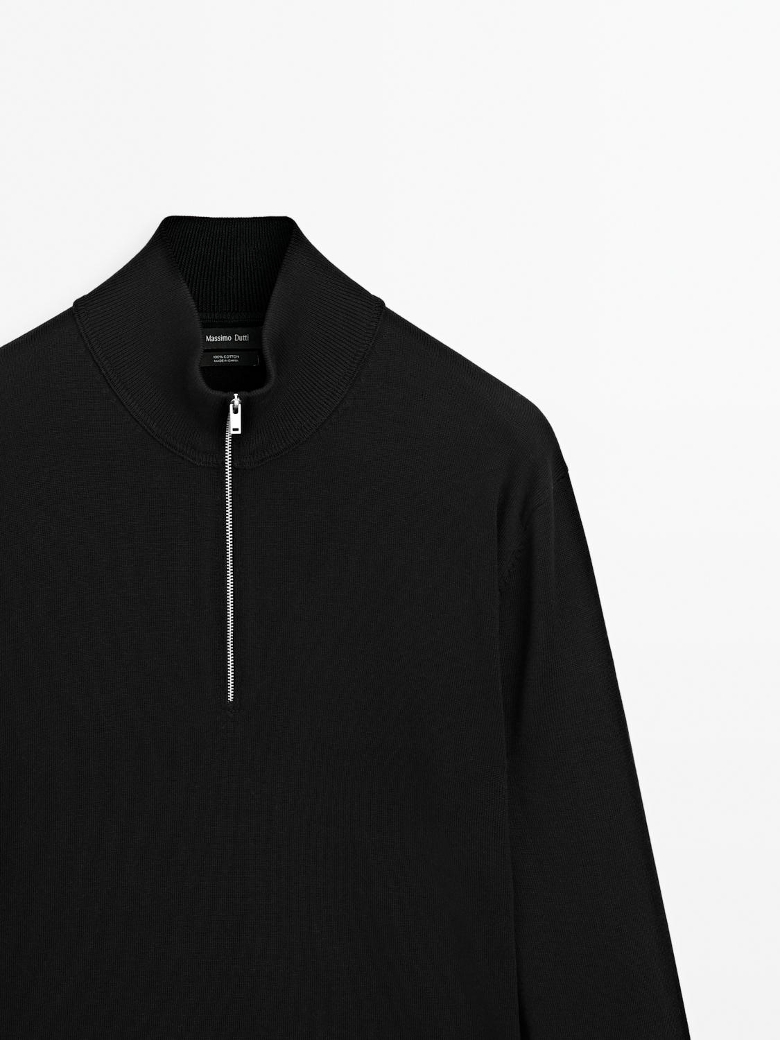 Mock neck knit sweater with zip