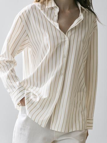 Zara Flowing tricolor striped shirt - White