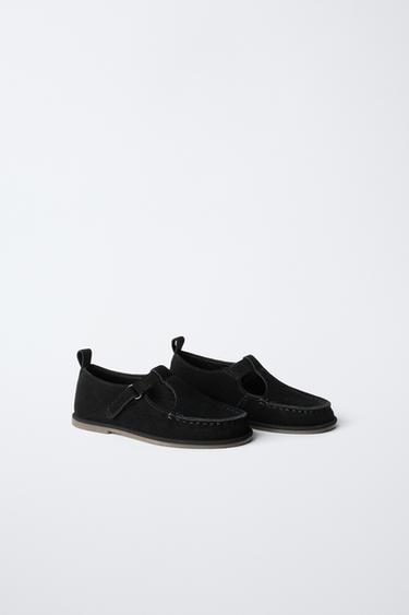 LEATHER T-BAR SHOES - Black by Zara