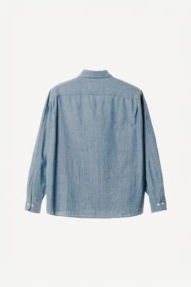 EMBROIDERED BOXY FIT CHAMBRAY SHIRT WILLY CHAVARRIA X ZARA - Mid-blue by Zara - Image 3