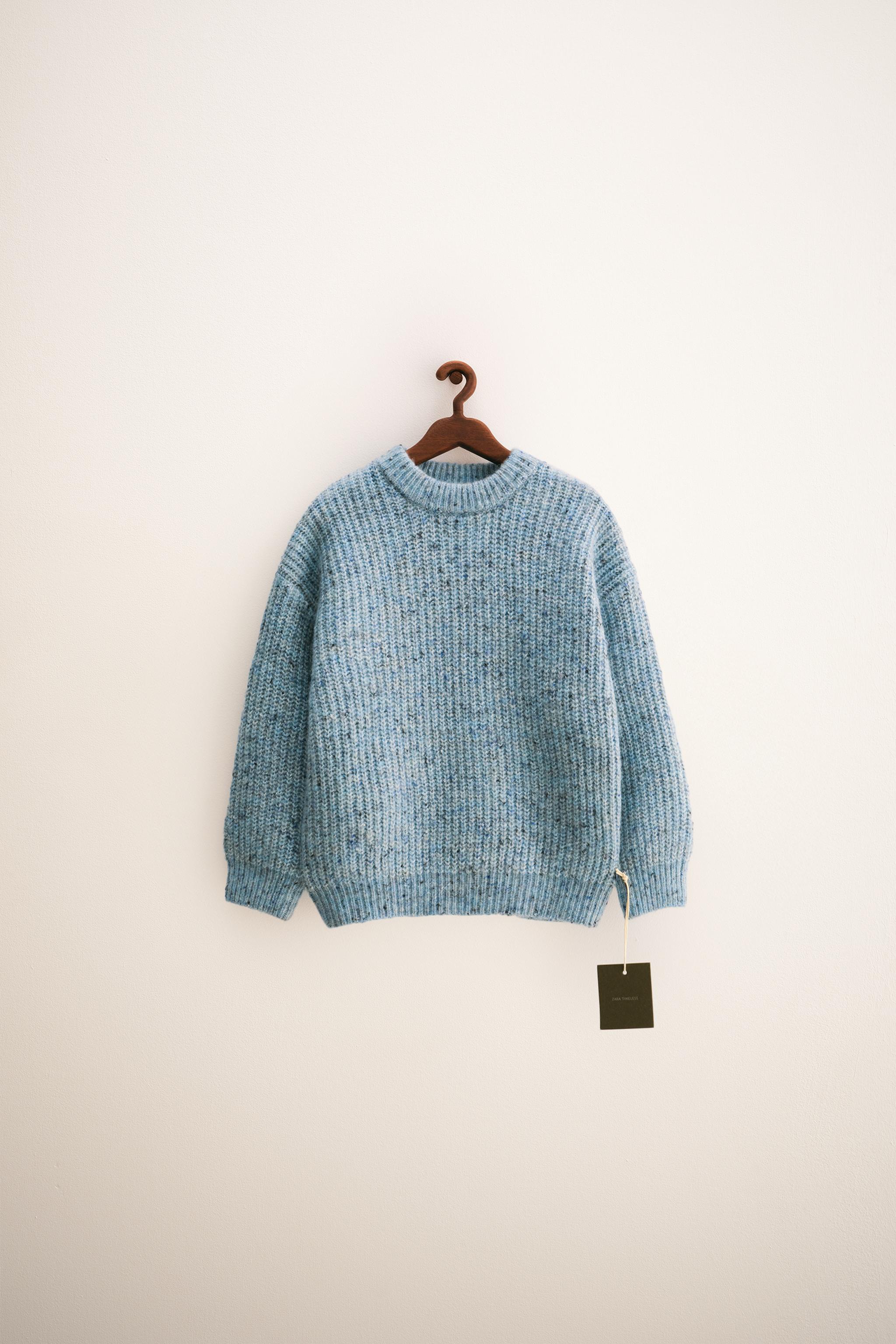 ZARA TIMELESS CHUNKY KNIT WOOL SWEATER Light blue ZARA Canada