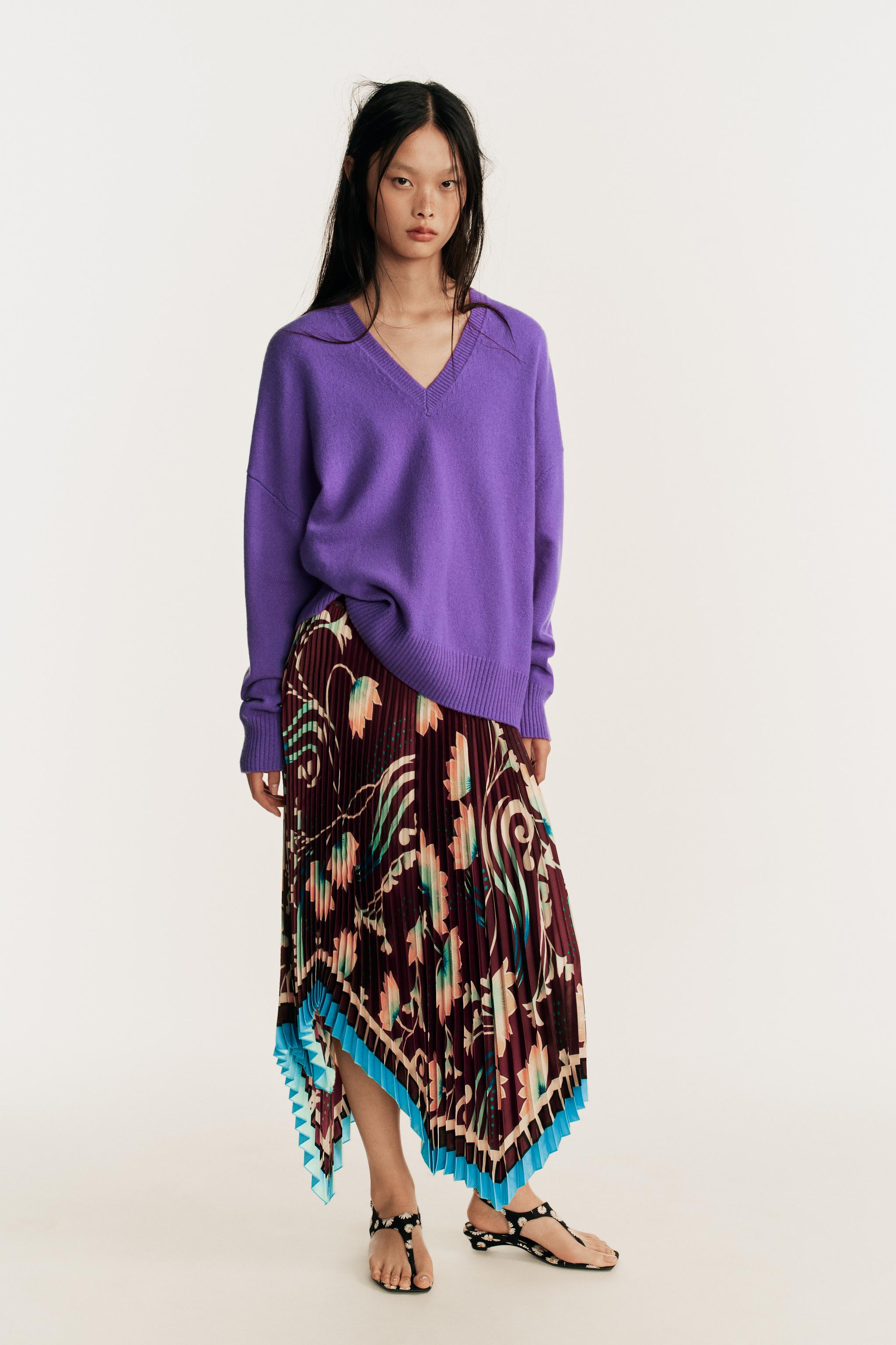 LIMITED EDITION PRINTED PLEATED MIDI SKIRT — Printed