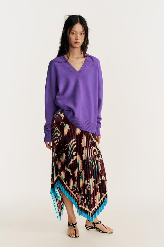 JUPE MI-LONGUE PLISSÉE IMPRIMÉE ÉDITION LIMITÉE - Imprimée de Zara - Image 1