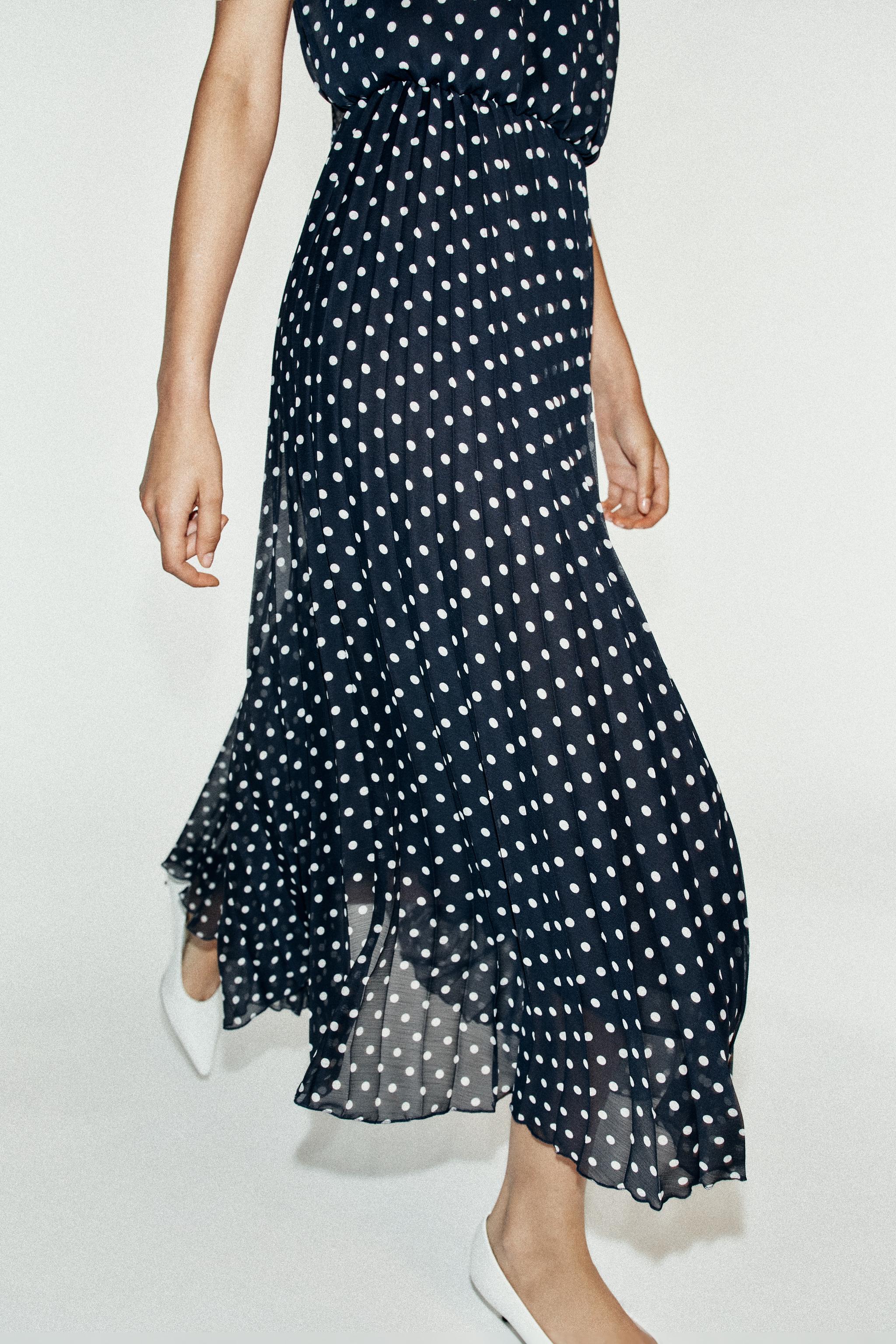 Zara Puantiye Desenli Midi Halter Elbise görsel 5