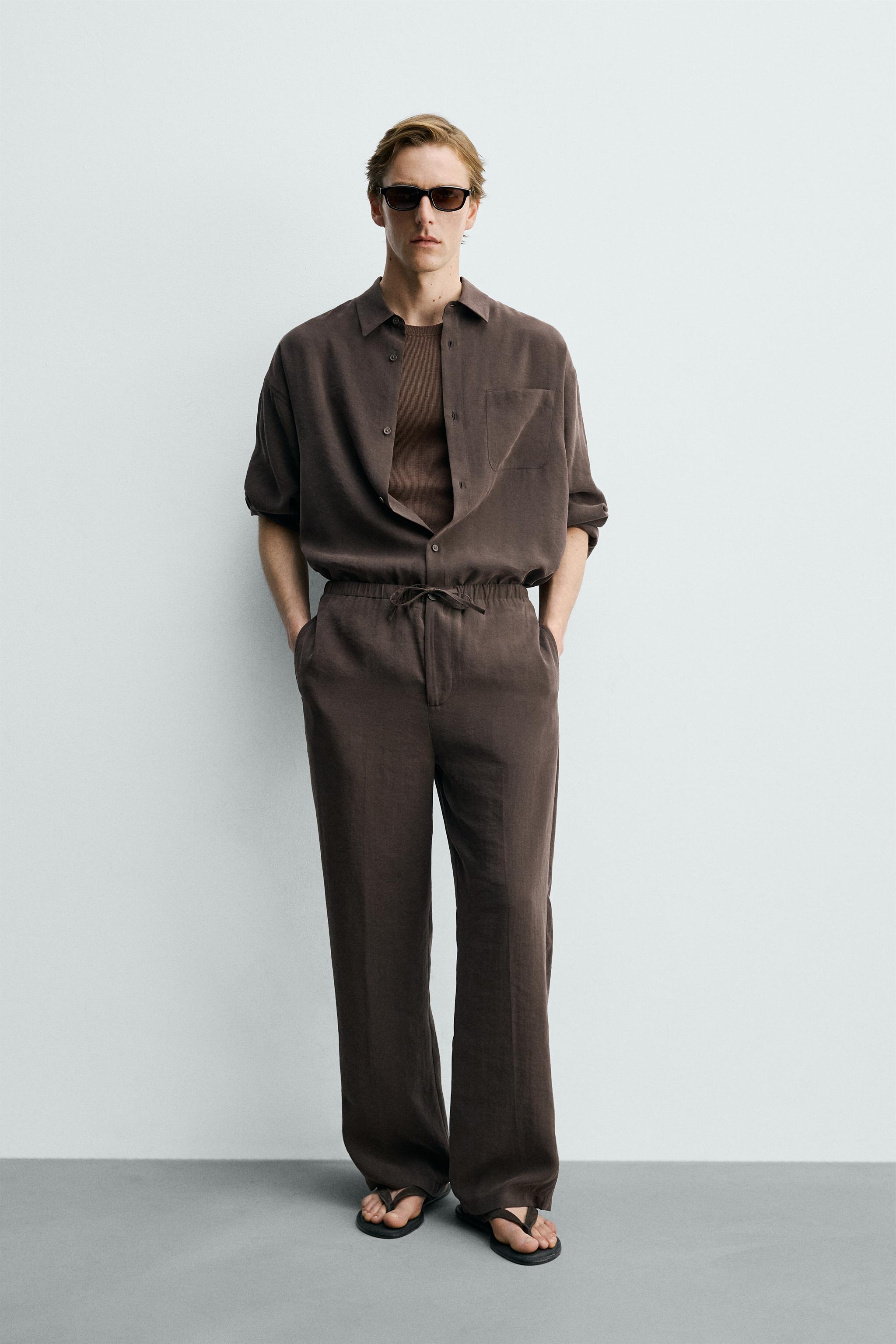 リラックスフィットフルイドパンツ - ブラウン | ZARA Japan / 日本