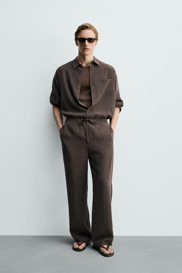 بنطلون منسدل فيت مريح - بني الخاص بـ Zara