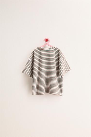 ZARA TIMELESS - T-SHIRT EFFET ÉPONGE À RAYURES - Bleu / Blanc de Zara - Image 1