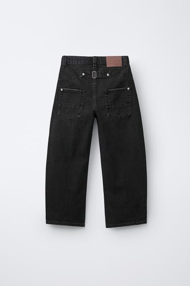 Zara BALLOON JEANS WITH BELT LOOP - Black