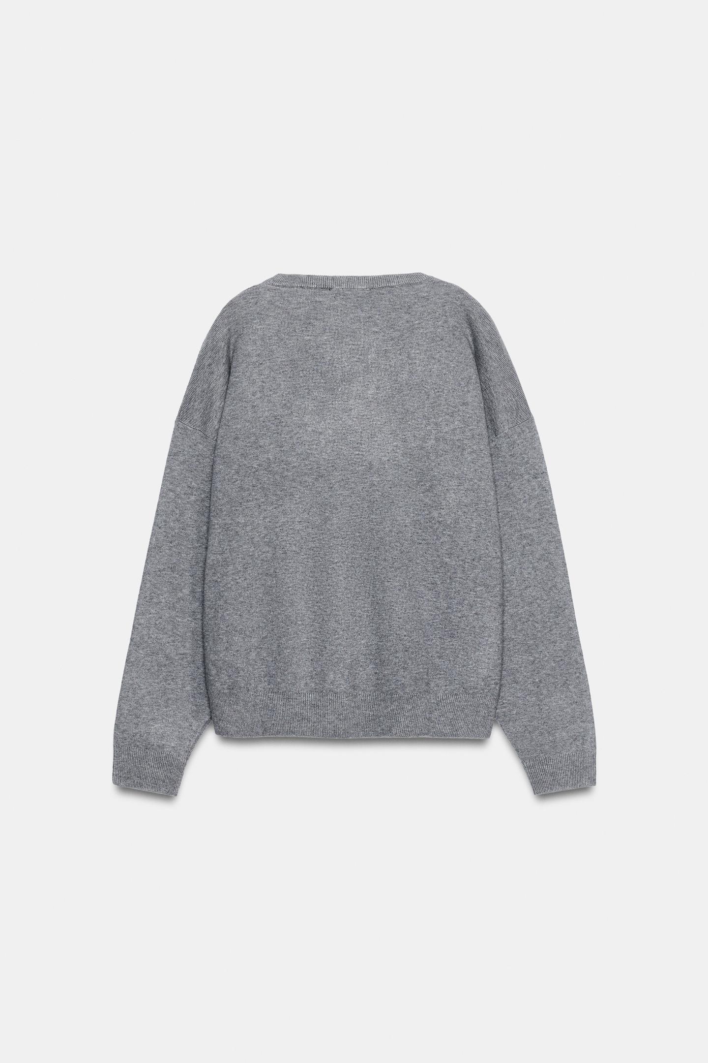 Женский свитер Zara Soft-Touch Knit Jumper, цвет: Серый меланжевый — фото 5