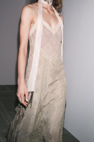 EMBROIDERED LACE DRESS - Grey by Zara - Image 1