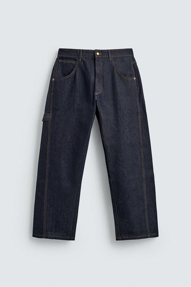 EMBROIDERED LOOSE FIT JEANS - Indigo by Zara