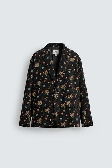 LIMITED EDITION FLORAL JACQUARD BLAZER - black/yellow by Zara