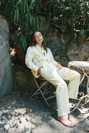 STRIPED PYJAMA SHIRT - Yellow by Zara