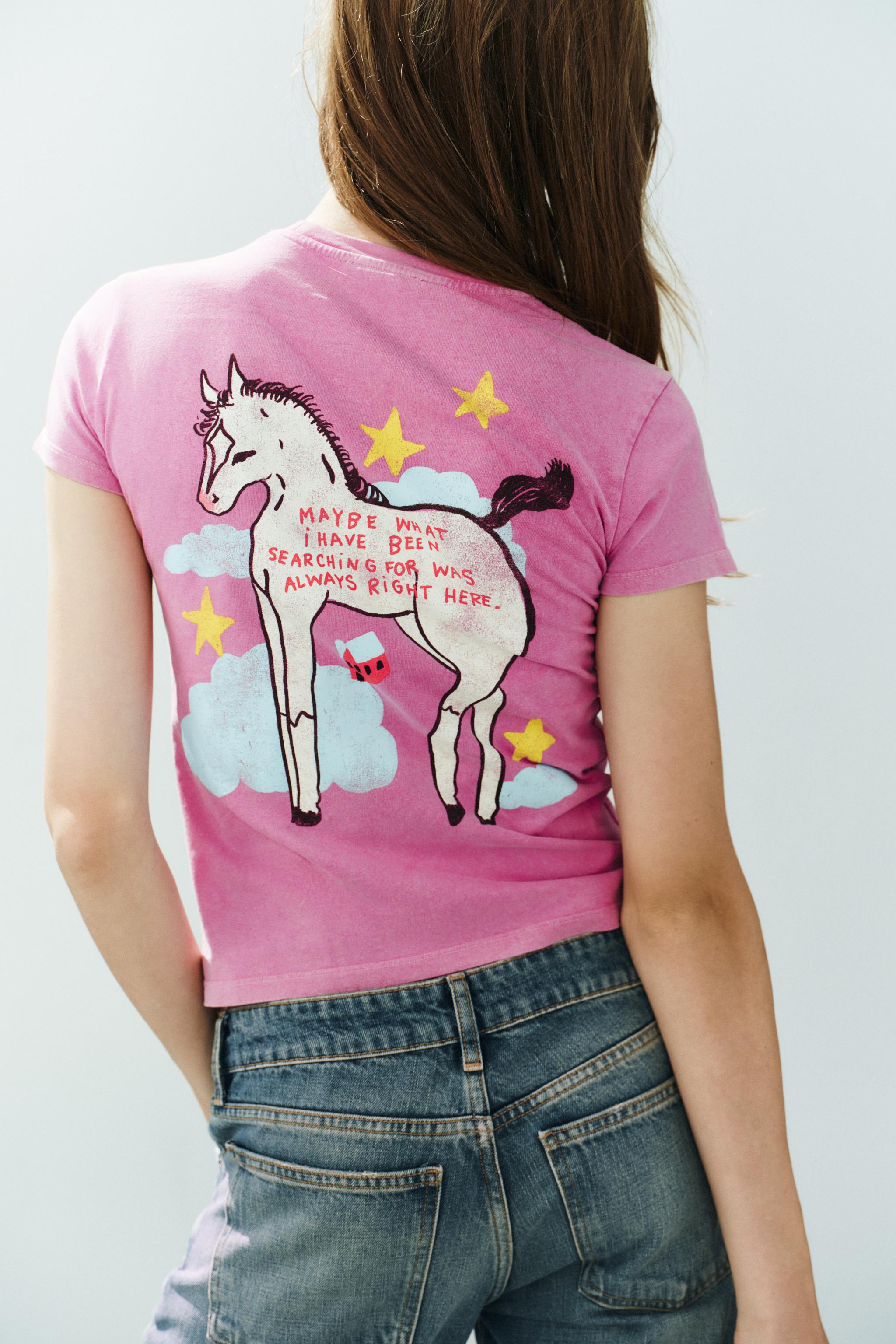 Женские футболки Zara FIORENZA ART WASHED T-SHIRT — фото 4