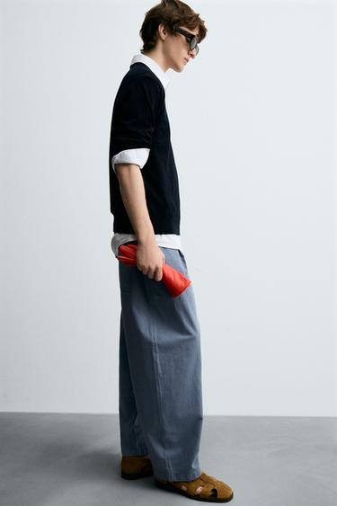 PLEATED BALLOON FIT TROUSERS - Grey / Blue by Zara - Image 4