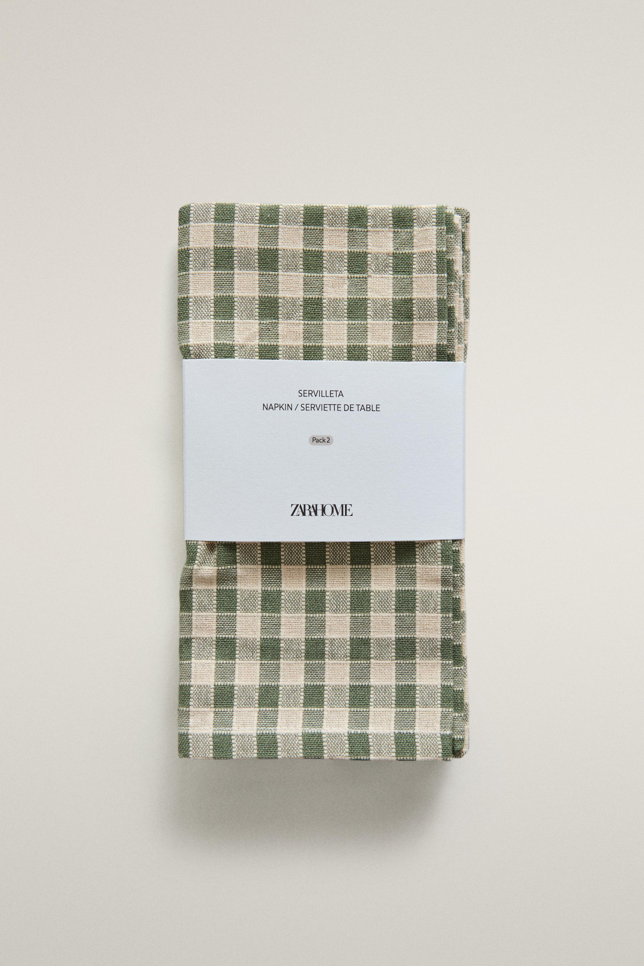 LOT SERVIETTES DE TABLE CARREAUX ET SURPIQÛRES (LOT DE 2)