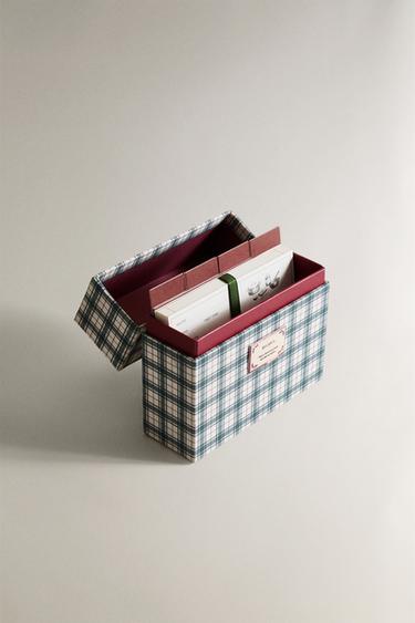 CHRISTMAS RECIPE BOX WITH CARDS - Green by Zara - Image 1
