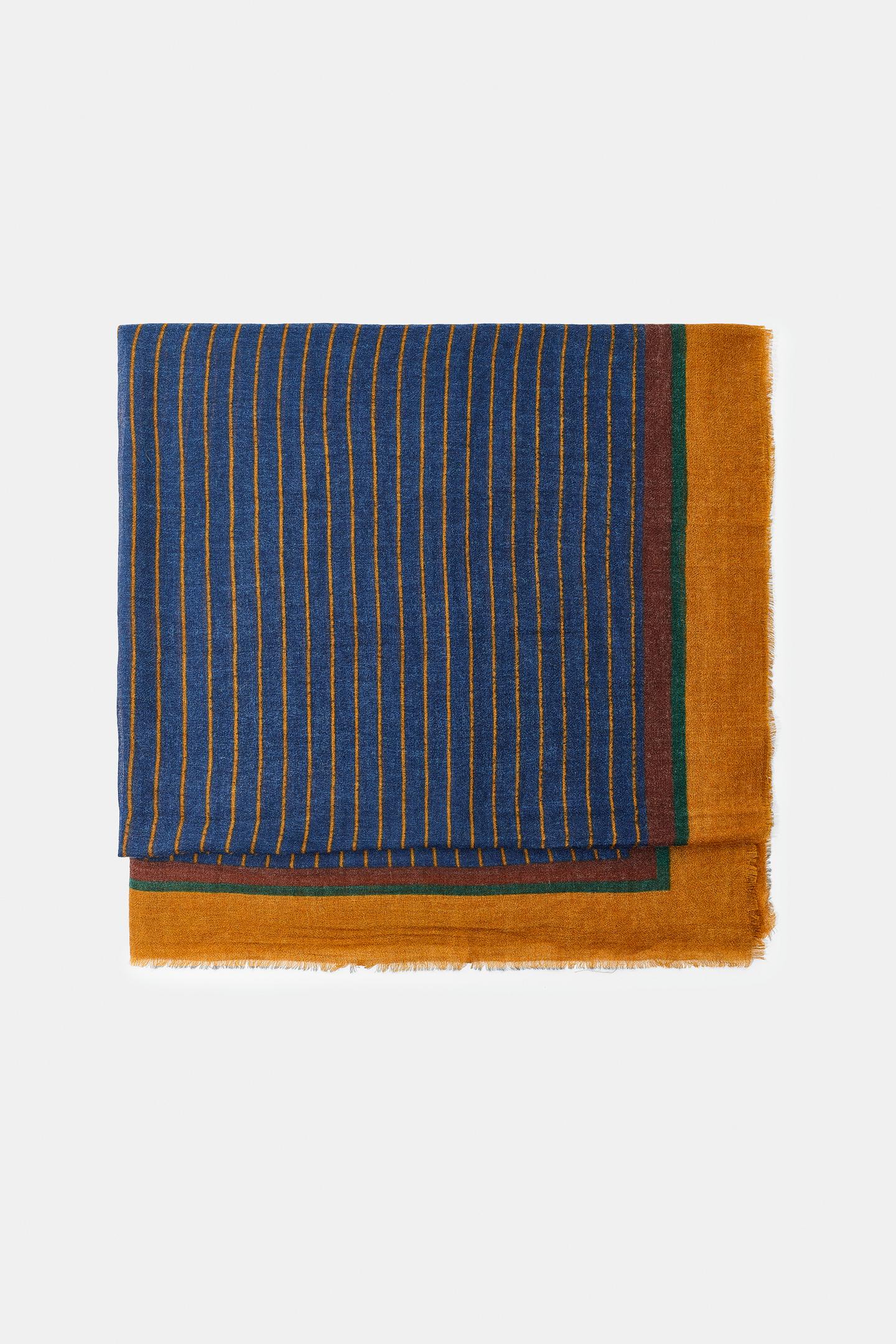 Женский шарф Zara Striped Wool Blend, цвет: Синий — фото 3