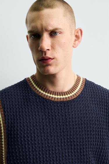 CONTRAST RIB KNIT VEST - Blue by Zara - Image 4