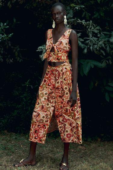 PRINTED RUSTIC MIDI SKIRT - Multicoloured by Zara - Image 0