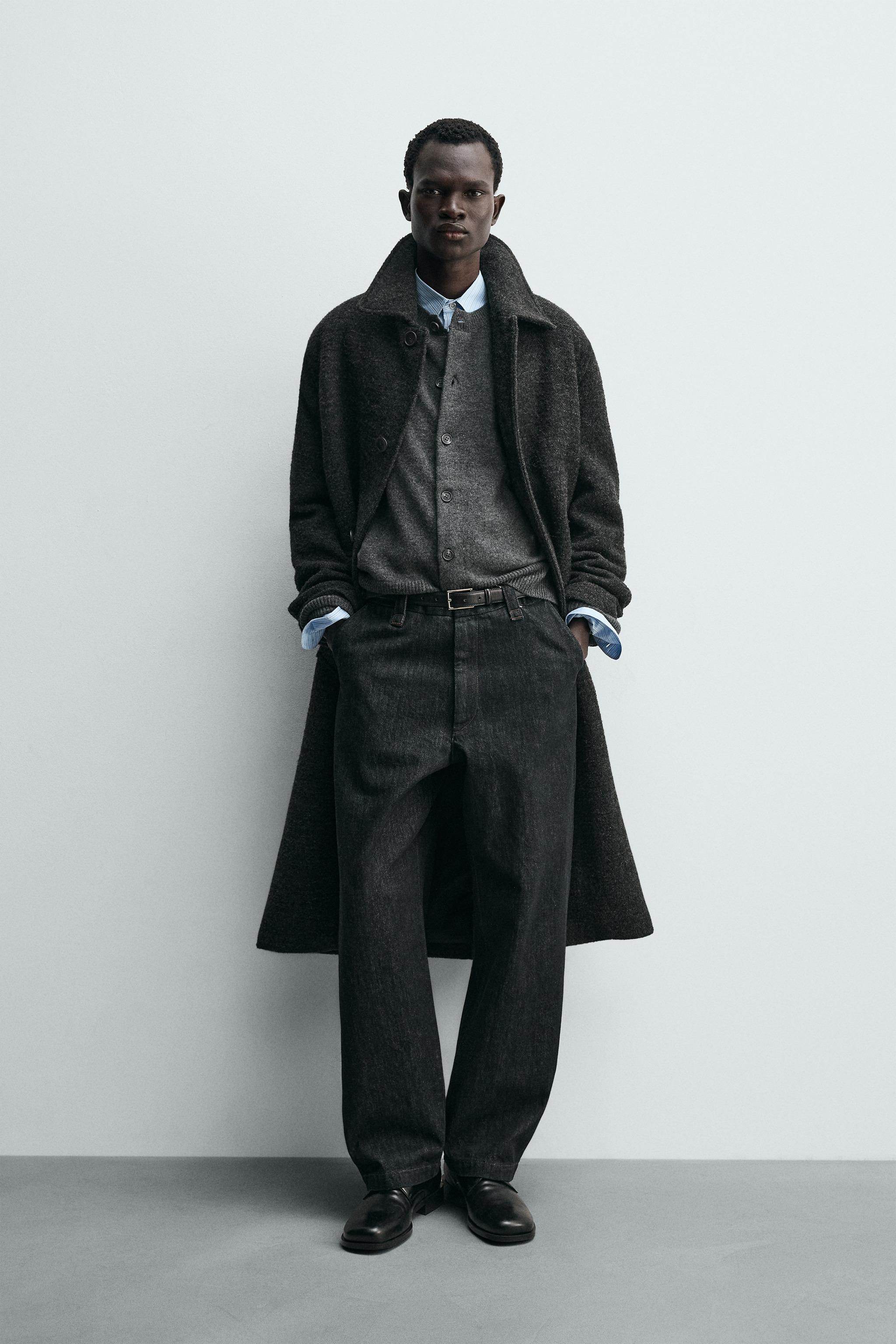 スペイン ザラ SRPLS メンズXL ウールコート OFFCR CT 05 黒 ZARA SRPLS MILITARY WOOL COAT BLACK & CAMO MLTRY CT/01 MENS LARGE