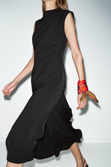 ROBE MI-LONGUE ASYMÉTRIQUE - Noir de Zara - Image 5