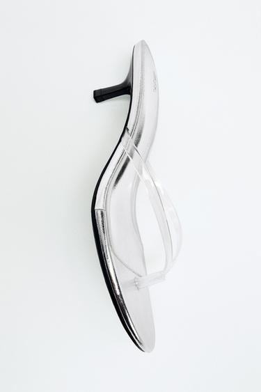 SANDALIA TACÓN EFECTO METALIZADO - Transparente de Zara