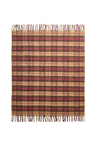 CHRISTMAS CHECK FRINGE BLANKET - Light beige by Zara