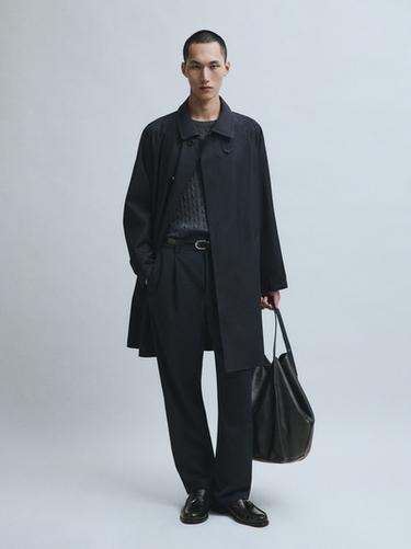 Zara 100% wool trench coat - Navy blue - Image 0