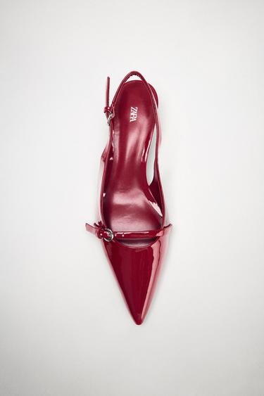 SLINGBACK SHOES WITH BUCKLE - Red by Zara