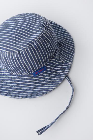 STRIPED TWILL BUCKET HAT - Blue/White by Zara - Image 1