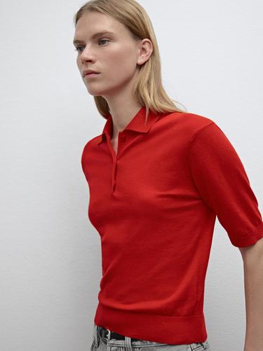 Pull polo manches courtes - Rouge de Zara