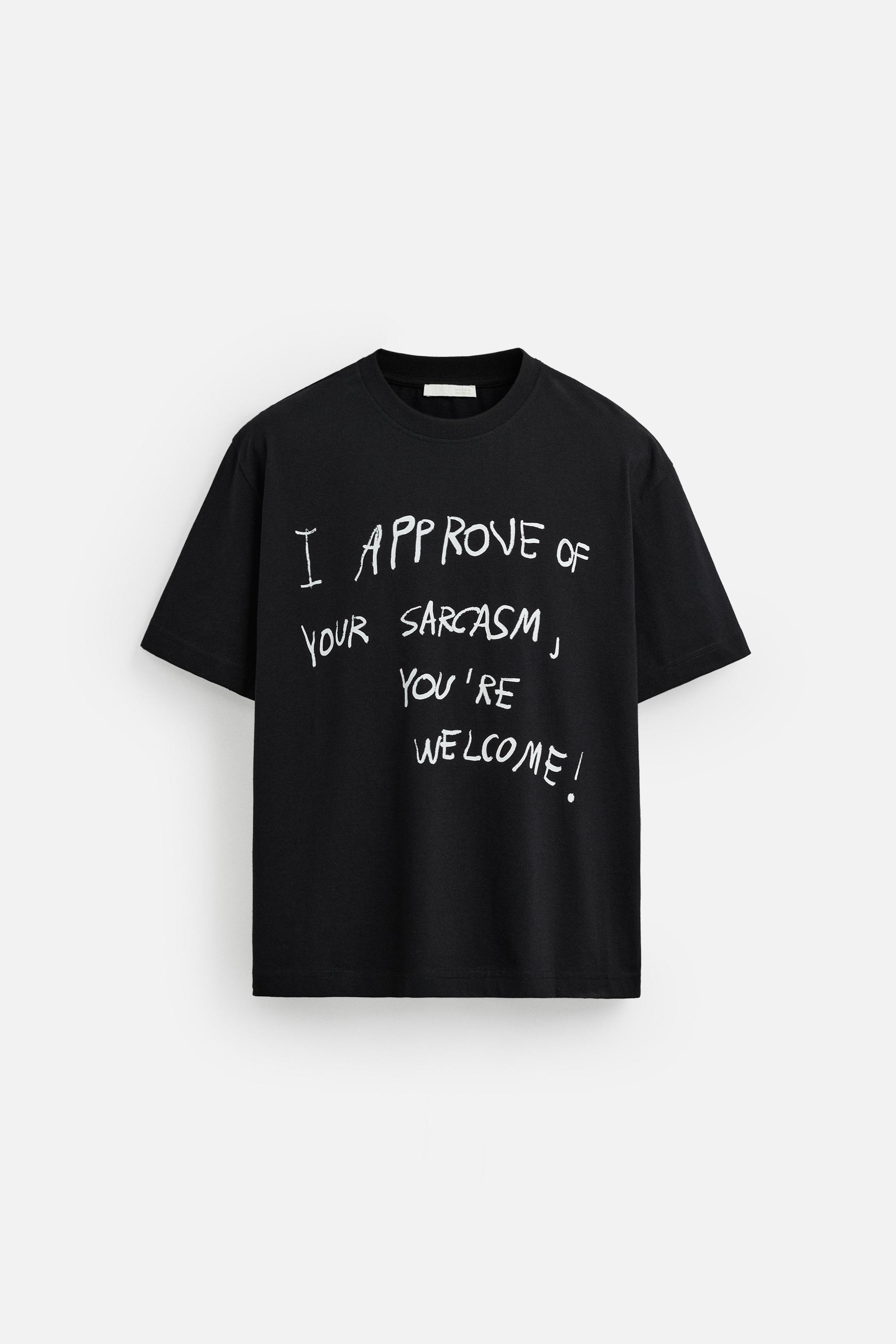 【ZARA】テキストプリントTシャツ ブラック | 0962/303/800 TEXT PRINT T-SHIRT - Black | ZARA United States