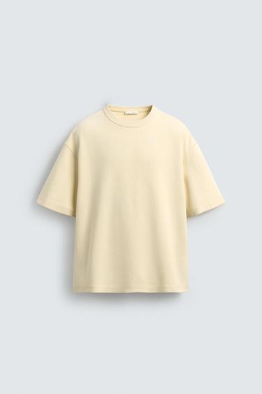 RELAXED FIT SHORT SLEEVE SWEATSHIRT - Mid-yellow by Zara