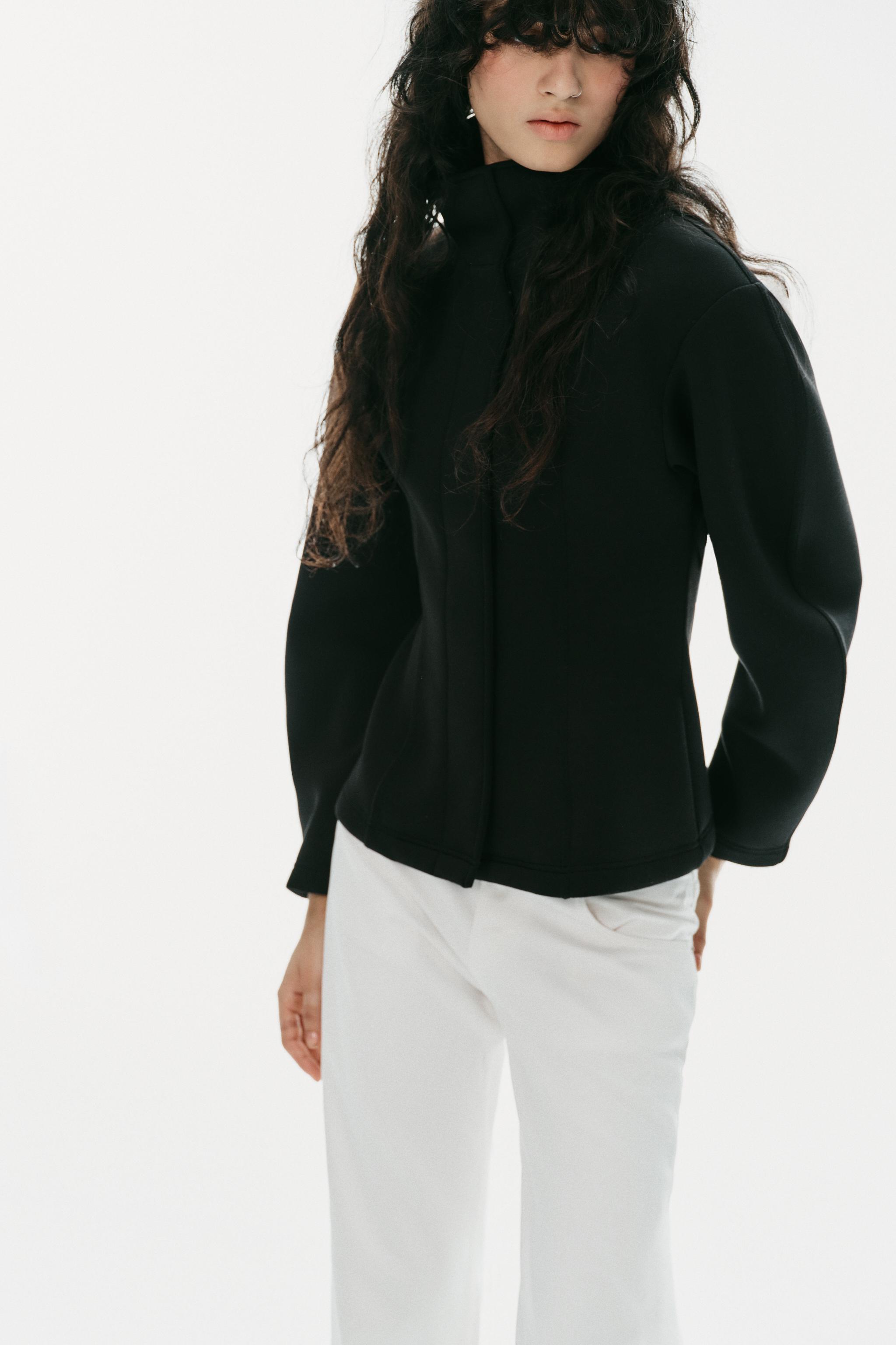 STAND-UP COLLAR JACKET — Black
